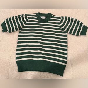 Addison Bay Green and White Striped Sweater L. EUC.